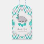 Turquoise Blue Elephant Baby shower Dank u Cadeaulabel (Voorkant)