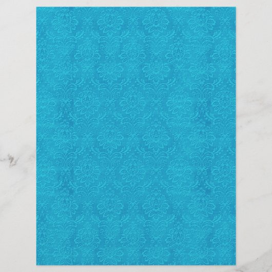 Turquoise Blue Embossed look Wedding Damask DIY V1 (Voorkant)