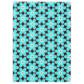 Turquoise Blue en Black Floral Pattern Klembord (Achterkant)