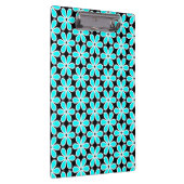 Turquoise Blue en Black Floral Pattern Klembord (Rechts)