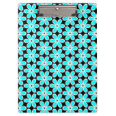 Turquoise Blue en Black Floral Pattern Klembord (Voorkant)