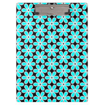 Turquoise Blue en Black Floral Pattern
