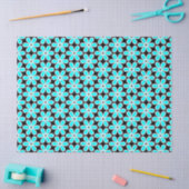 Turquoise Blue en Black Floral Pattern Tissuepapier (Craft)