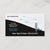 Turquoise Blue en Black Pet Groomer hebben een heb Afsprakenkaartje (Achterkant)