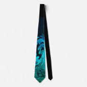 Turquoise Blue en Black Wave Stropdas (Voorkant)