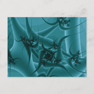 Turquoise Blue en Blauwgroen Fractal Art Design. Briefkaart