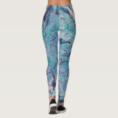 Turquoise, Blue en Bleke roze Abstracte Leggings (Achterkant)