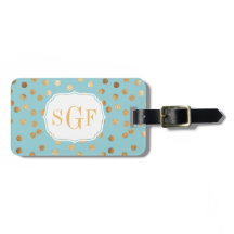 Turquoise Blue en Gold Glitter City Stippen Monogr