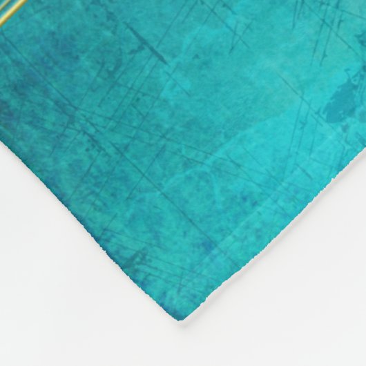 Turquoise Blue en Gold Tree of Life Fleece Deken (Hoek)