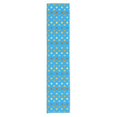 Turquoise Blue en Golden Polka Dot Table Runner Korte Tafelloper (Voorkant)