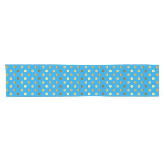 Turquoise Blue en Golden Polka Dot Table Runner Korte Tafelloper (Horizontaal)