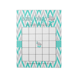 Turquoise Blue en Grey Elephant Baby shower Game Notitieblok