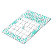 Turquoise Blue en Grey Elephant Baby shower Game Notitieblok (Schuin)