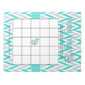 Turquoise Blue en Grey Elephant Baby shower Game Notitieblok (Voorkant)