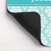  Turquoise Blue en Mint Damask Patroonnaam Muismat (Hoek)