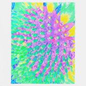Turquoise Blue en Paarse Abstracte Coneflower Fleece Deken (Voorkant)