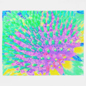 Turquoise Blue en Paarse Abstracte Coneflower Fleece Deken (Voorkant (Horizontaal))