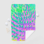 Turquoise Blue en Paarse Abstracte Coneflower Golfhanddoek (Insitu)