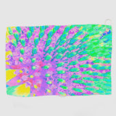 Turquoise Blue en Paarse Abstracte Coneflower Golfhanddoek (Horizontaal)