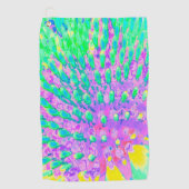 Turquoise Blue en Paarse Abstracte Coneflower Golfhanddoek (Voorkant)