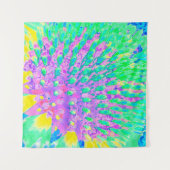Turquoise Blue en Paarse Abstracte Coneflower Wandkleed (Voorkant (horizontaal))
