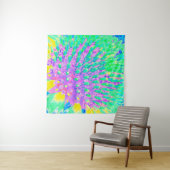 Turquoise Blue en Paarse Abstracte Coneflower Wandkleed (In Situ (horizontaal))