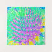 Turquoise Blue en Paarse Abstracte Coneflower Wandkleed (Voorkant)