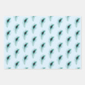 Turquoise, Blue en Paarse Peacock Feathers Inpakpapier Vel (Voorkant 3)