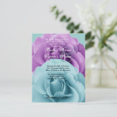 Turquoise Blue en Paarse Roos Wedding Sjabloon 2 Kaart (Staand voorkant)