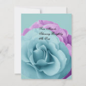 Turquoise Blue en Paarse Roos Wedding Sjabloon 2 Kaart (Achterkant)