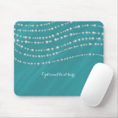 Turquoise Blue en Pearls Elegant Glamor Chic Muismat (Met muis)