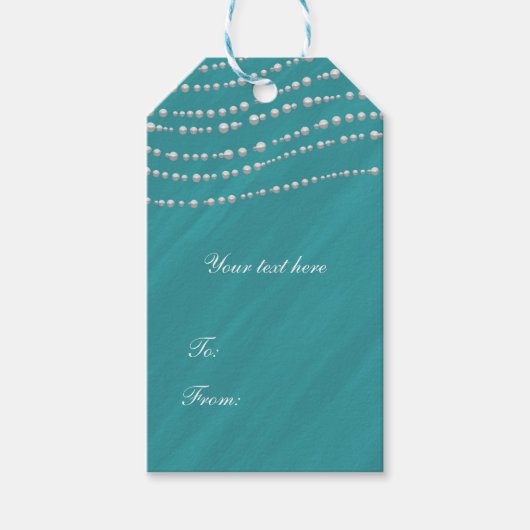 Turquoise Blue en Pearls Elegant Vrijgezellenfeest Cadeaulabel (Voorkant)
