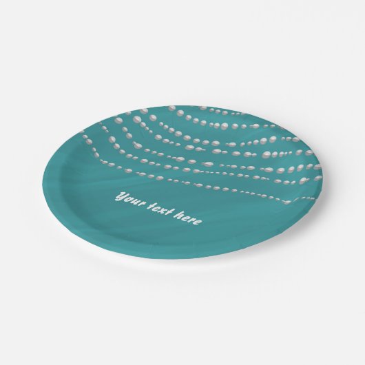 Turquoise Blue en Pearls Elegant Vrijgezellenfeest Papieren Bordje (Gekanteld)