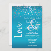 Turquoise Blue en Silver Confetti Stippen Kaart (Voorkant)