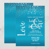 Turquoise Blue en Silver Confetti Stippen Kaart (Voorkant / Achterkant)