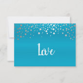 Turquoise Blue en Silver Confetti Stippen - RSVP Kaartje (Achterkant)