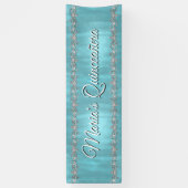 Turquoise Blue en Silver Quinceañera Banner (Verticaal)
