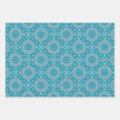 Turquoise Blue en White Circle Mandala Inpakpapier Vel (Voorkant 3)