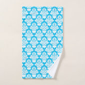 Turquoise Blue en White Damask Bath Towel Set Bad Handdoek (Handdoek)