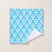 Turquoise Blue en White Damask Bath Towel Set Bad Handdoek (Wasdoekje)