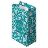 Turquoise-Blue en White Floral Dammaskers Klein Cadeauzakje