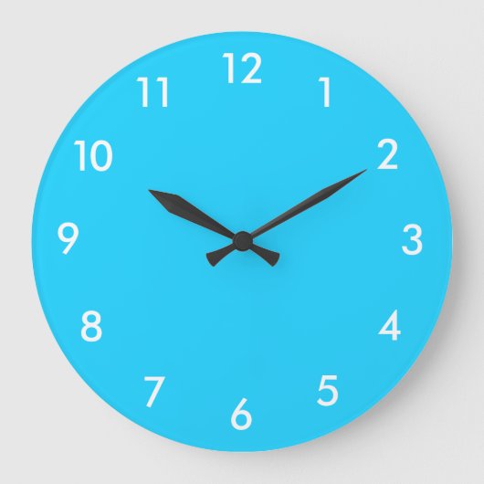 Turquoise Blue en White Large Clock Grote Klok (Voorkant)