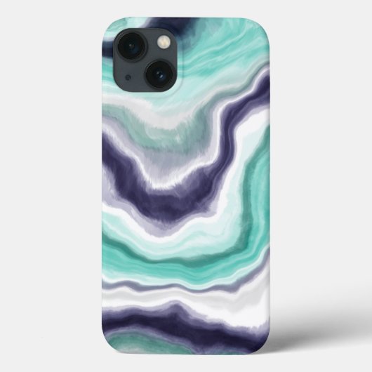 Turquoise, Blue en White Marble Case-Mate iPhone Case (Achterkant)
