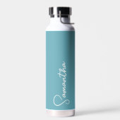 Turquoise Blue en White Personalized Water Bottle Waterfles (Links)