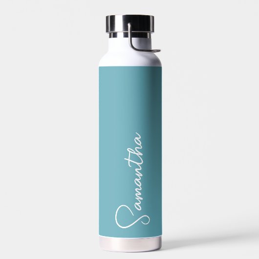 Turquoise Blue en White Personalized Water Bottle Waterfles (Links)