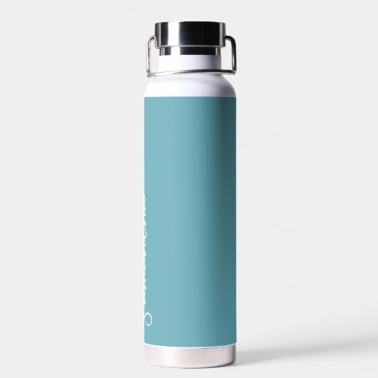 Turquoise Blue en White Personalized Water Bottle Waterfles (Achterkant)