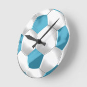 Turquoise Blue en White Voetbal Ronde Klok (Hoek)