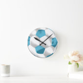Turquoise Blue en White Voetbal Ronde Klok (Huis)