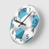 Turquoise Blue en White Voetbal Ronde Klok (Hoek)