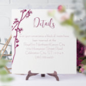 Turquoise Blue Floral Branch Wedding Reception Informatiekaartje